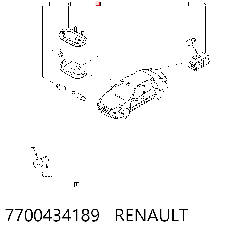 Clio II hatchback (BB, CB) (1998 - 2010) İç Aydınlatma Lambası