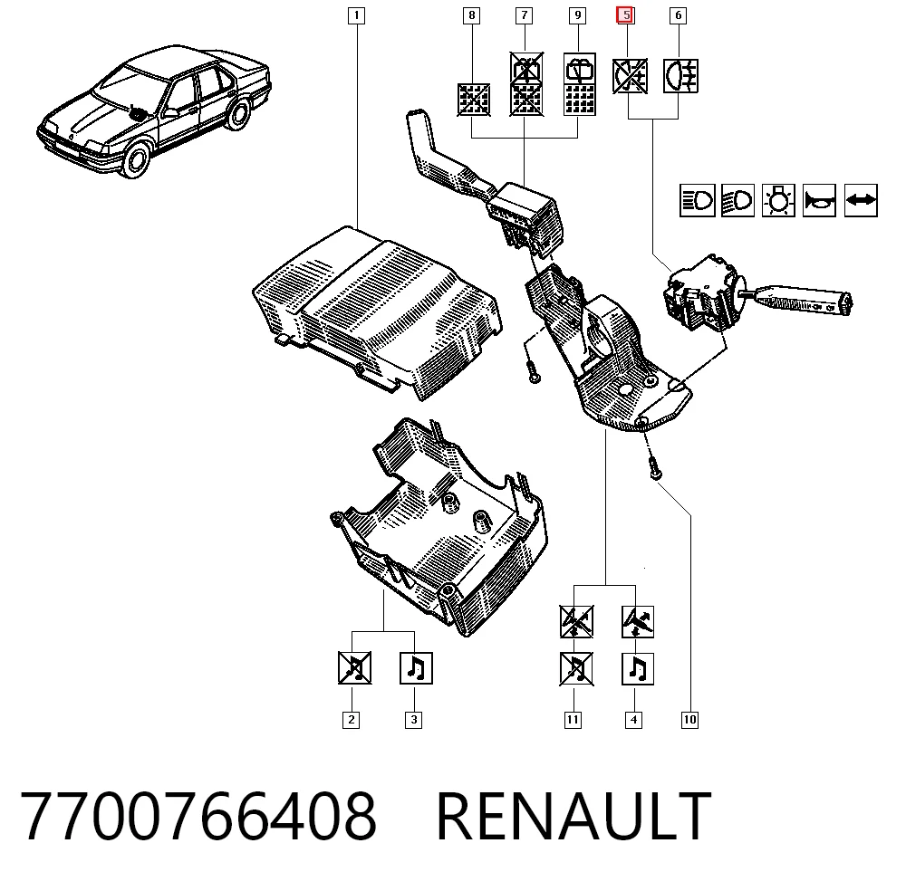 Renault 19 I Sinyal Kolu orijinal