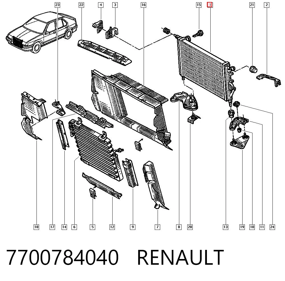 Renault 19 I Su radyatörü