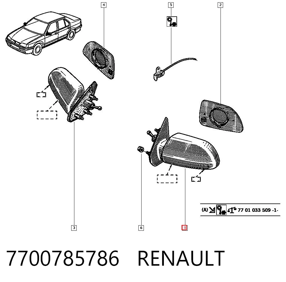 Renault 19 I Yan ayna