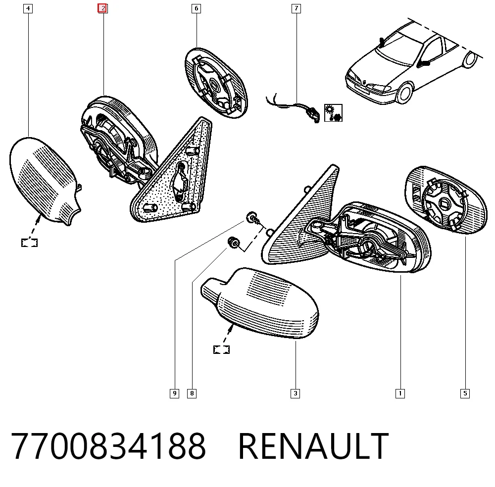 Renault Megane I (1996 - 2003) Sağ dikiz aynası çıkma
