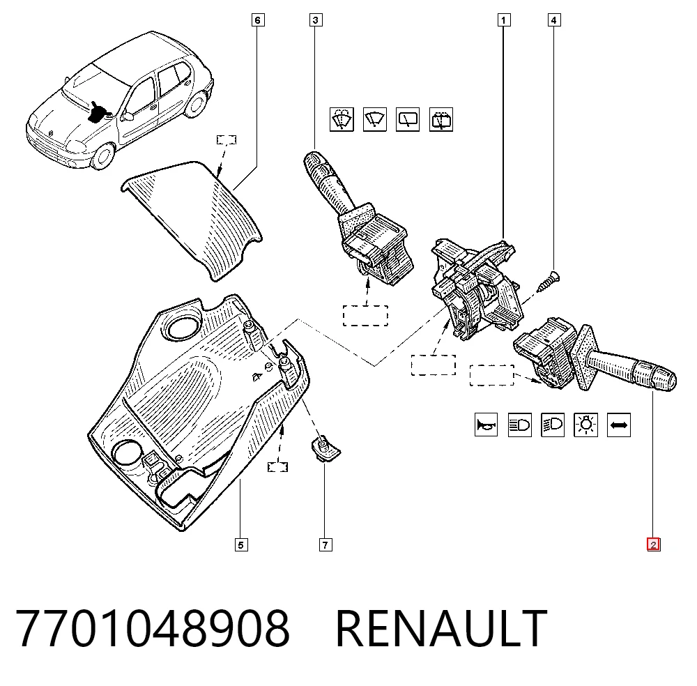 Clio II hatchback (BB, CB) (1998 - 2010) Kumanda Kolu Sol