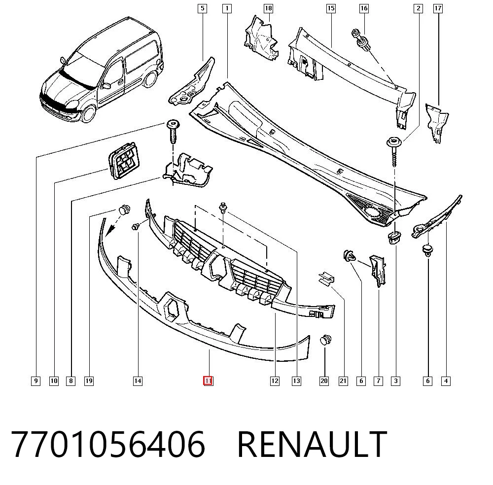 Renault Kangoo I Radyatör ızgarası
