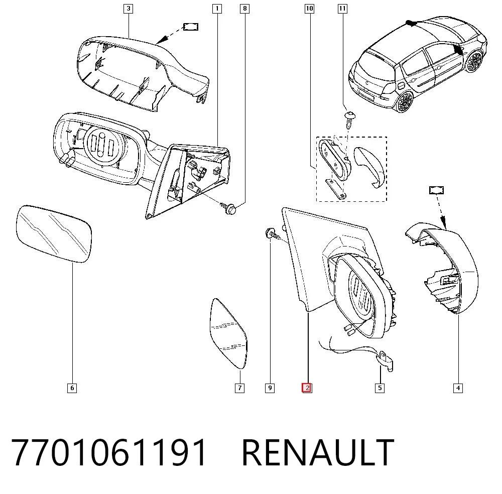 Renault Clio III Sağ ayna