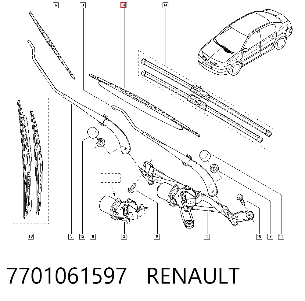 Megane II sedan (LM0, LM1) (2003 - 2012) Silecek Süpürgesi
