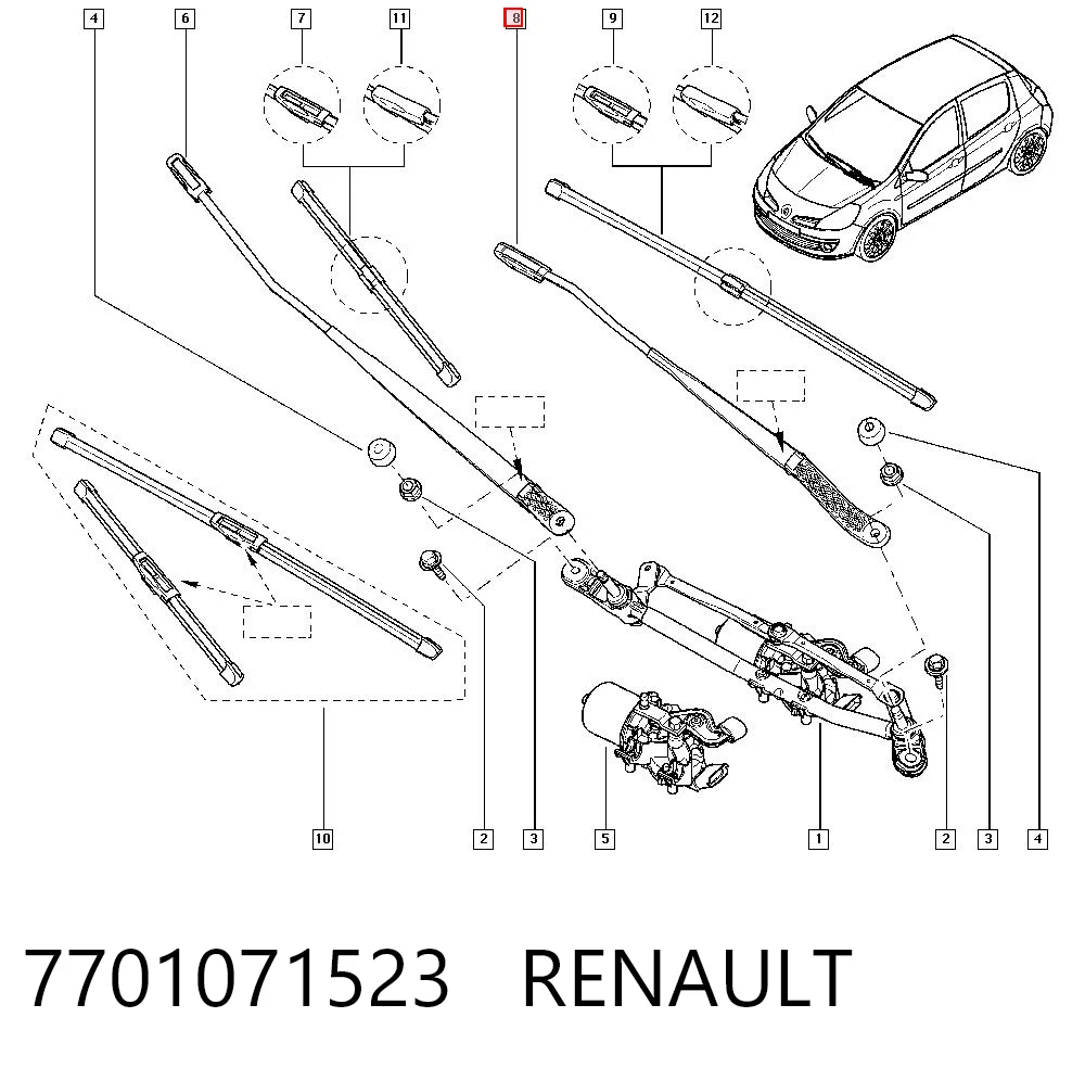 Renault Clio III (2005 - 2014) Ön cam silecek kolu fiyatı