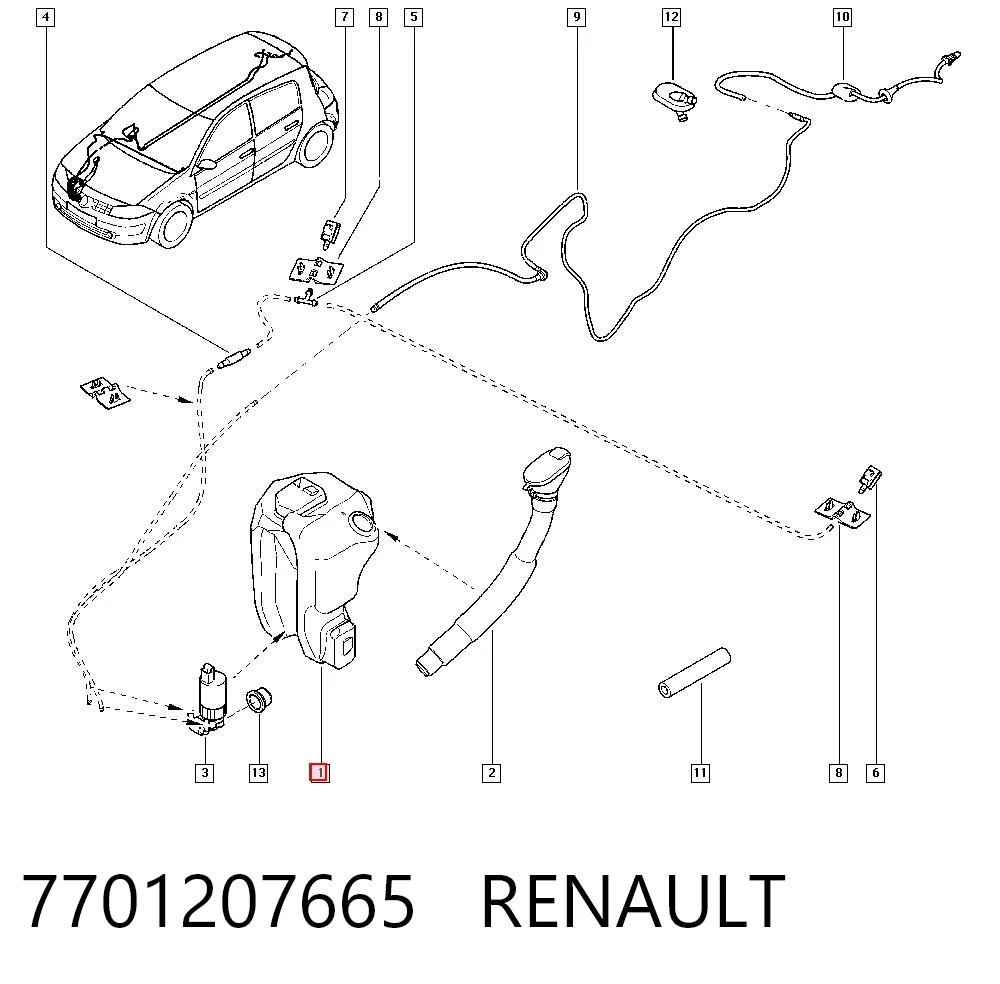 Renault Megane II Yıkama suyu deposu