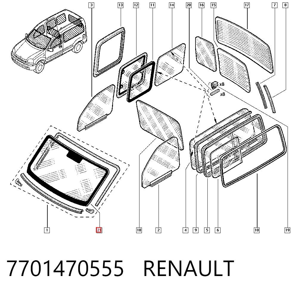 Renault Kangoo  (1998 - 2008) Ön cam satın al
