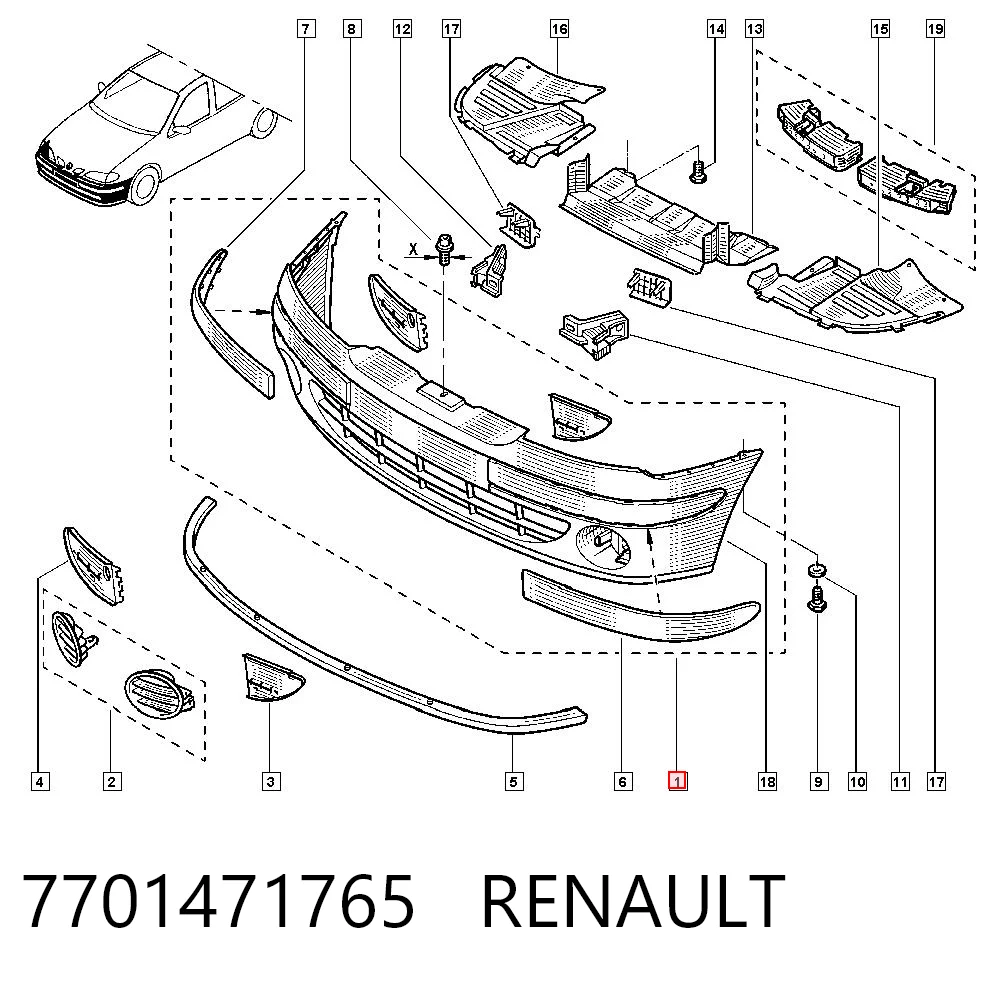 Renault Megane I Ön tampon orijinal