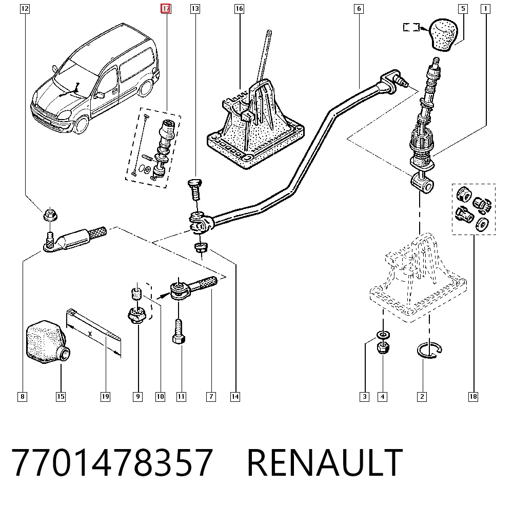Renault Kangoo  (1998 - 2008) Vites kolu satın al