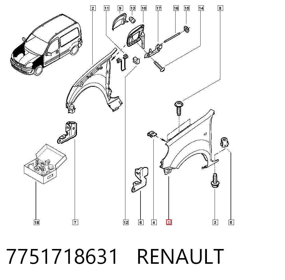 Renault Kangoo I Sol ön çamurluk Türkiye fiyatı