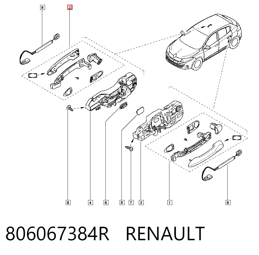 Megane III Ön sağ dış kapı kolu