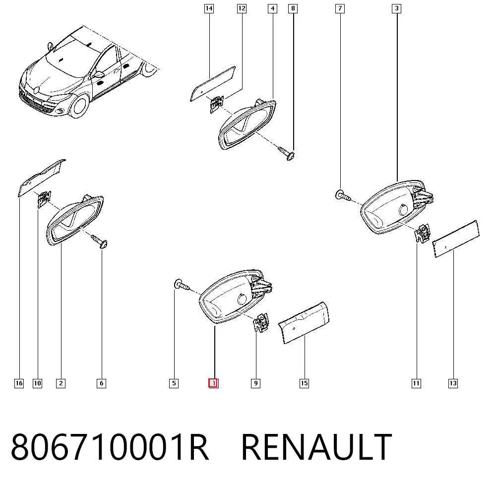 Renault Megane III (2008 - 2016) Ön sol iç kapı kolu fiyatı