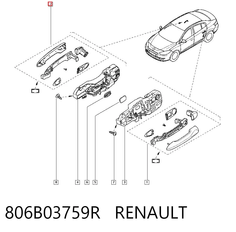 Megane III Ön sağ dış kapı kolu