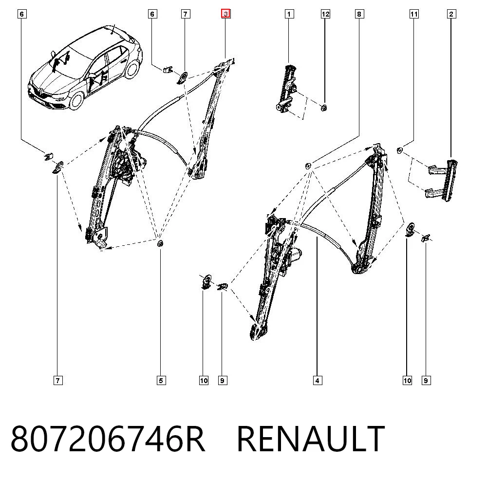 Renault Megane IV Sağ Ön cam krikosu Türkiye fiyatı