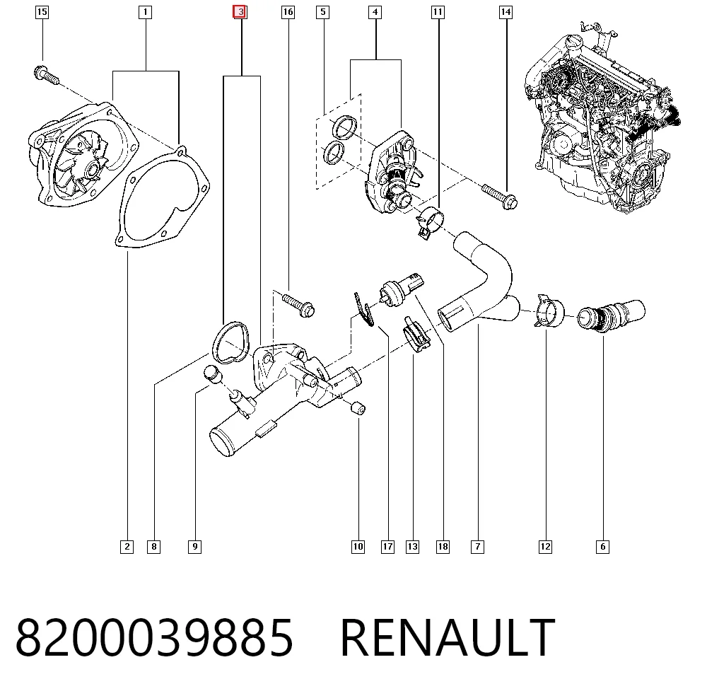 Clio II hatchback (BB, CB) (1998 - 2010) Termostat yuvası