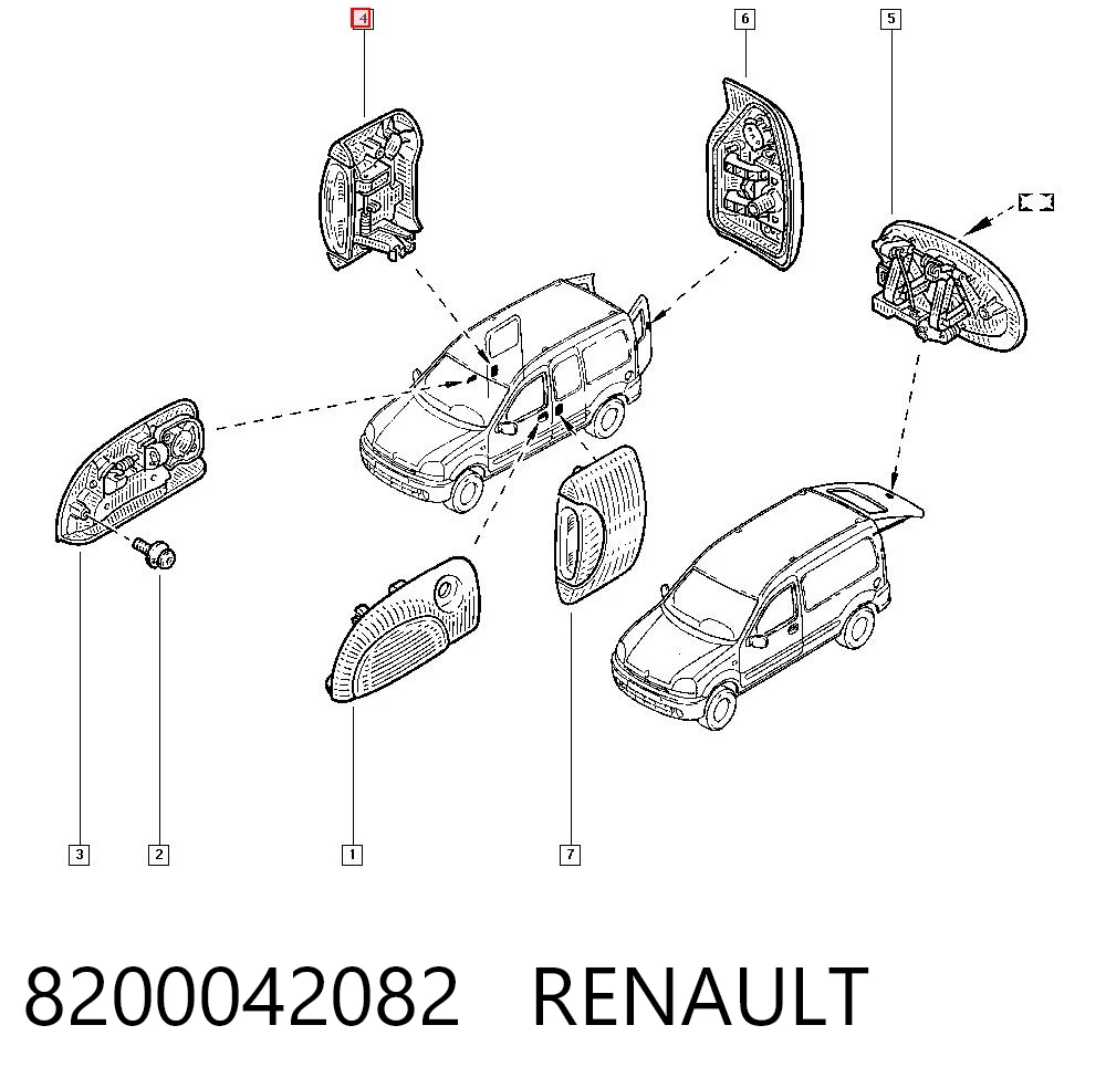 Renault Kangoo I Arka sağ dış kapı kolu Türkiye fiyatı