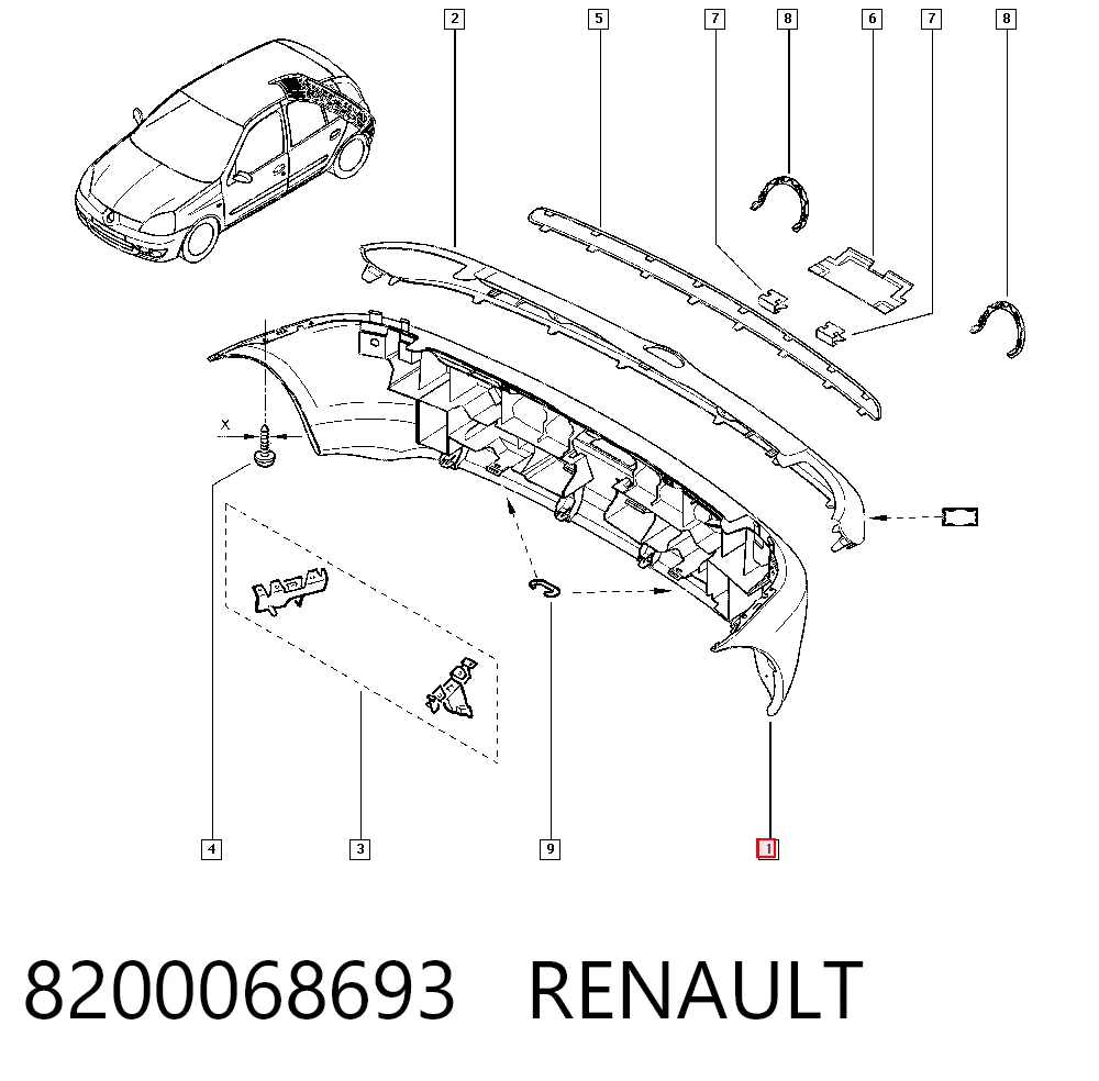 Renault Clio II (1998 - 2010) Arka tampon satın al