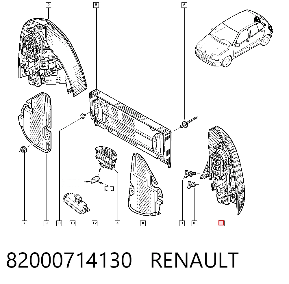 Renault Clio II (1998 - 2010) Sol arka stop lambası çıkma