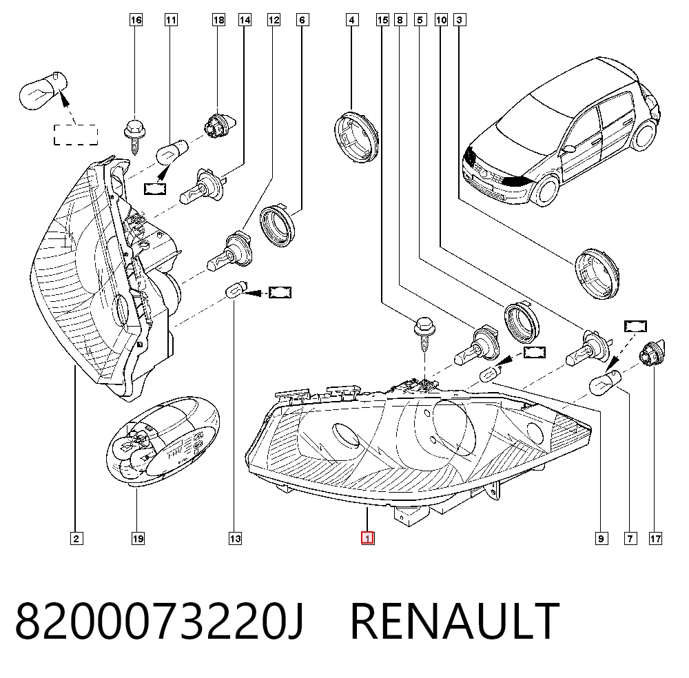 Renault Megane II Sol far orijinal