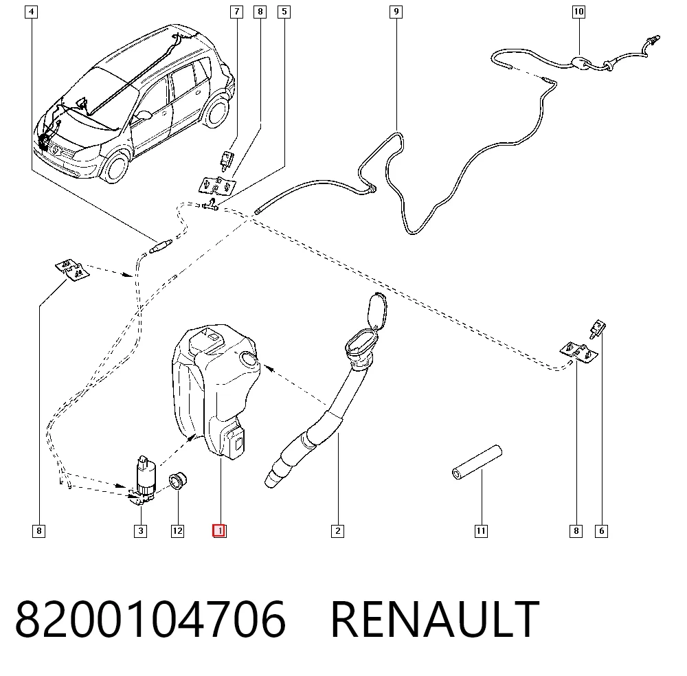 Renault Megane II (2003 - 2012) Cam yıkama su deposu satın al