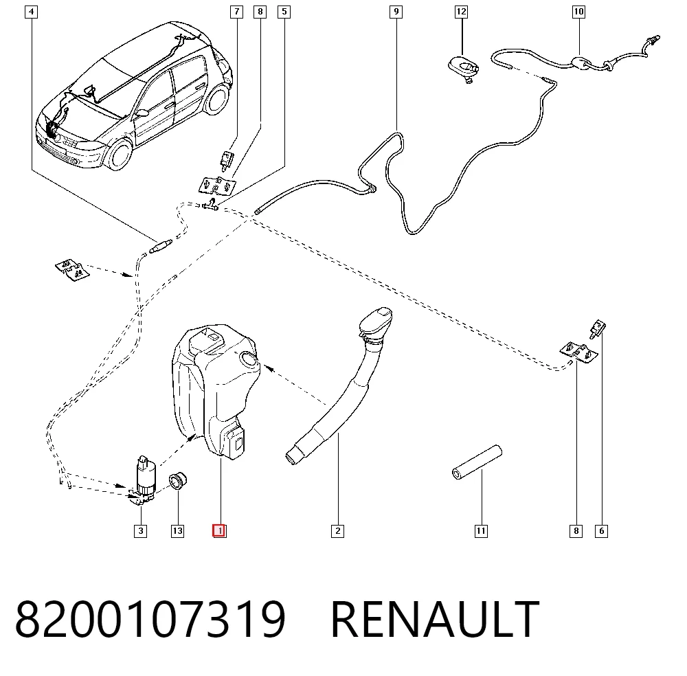 Renault Megane II Silecek suyu deposu orijinal