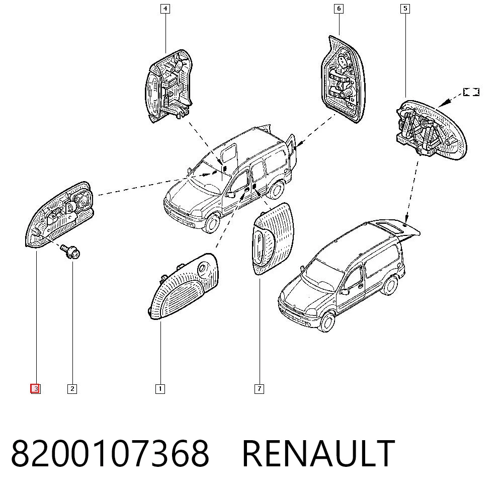 Renault Kangoo I Ön sağ kapı kolu orijinal