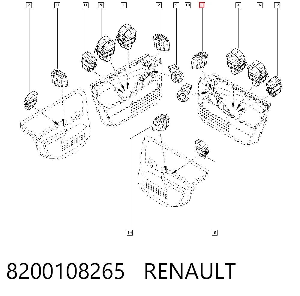 Renault Megane II Cam Düğmesi Ön Sağ