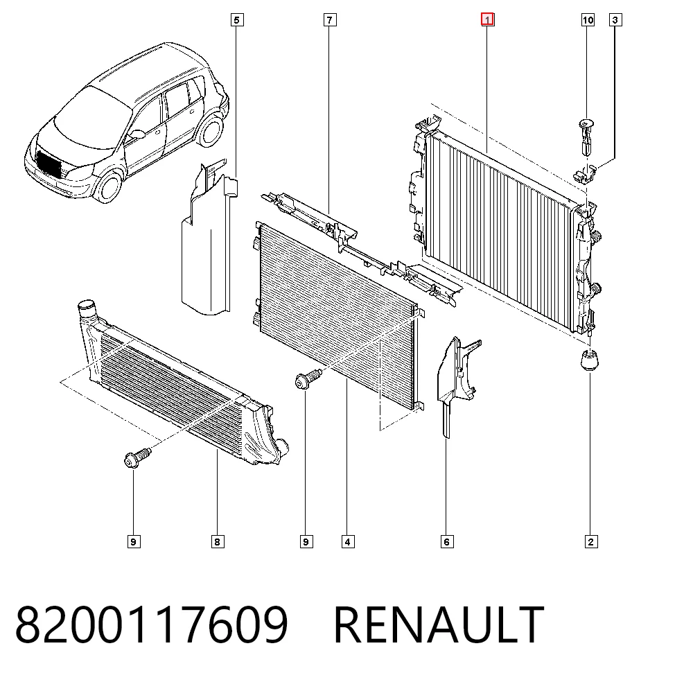 Megane II sedan (LM0, LM1) (2003 - 2012) Motor su radyatörü
