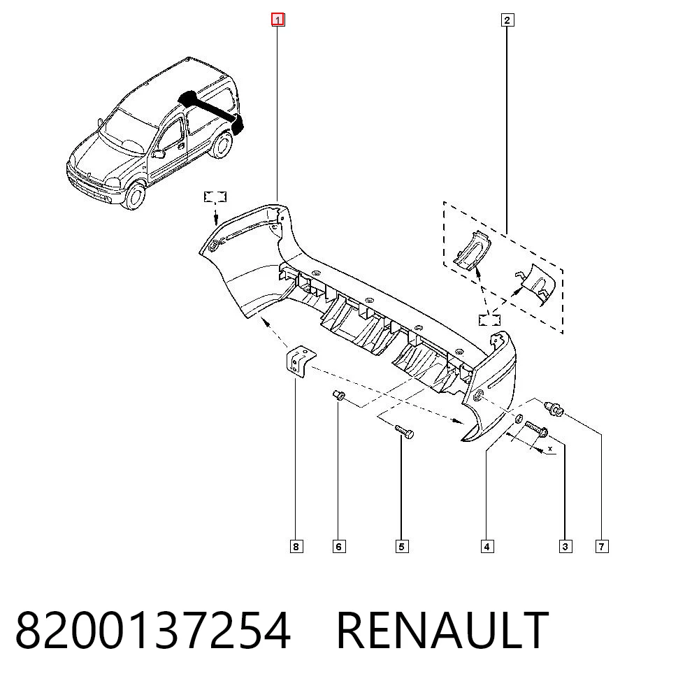 Renault Kangoo I Arka tampon orijinal