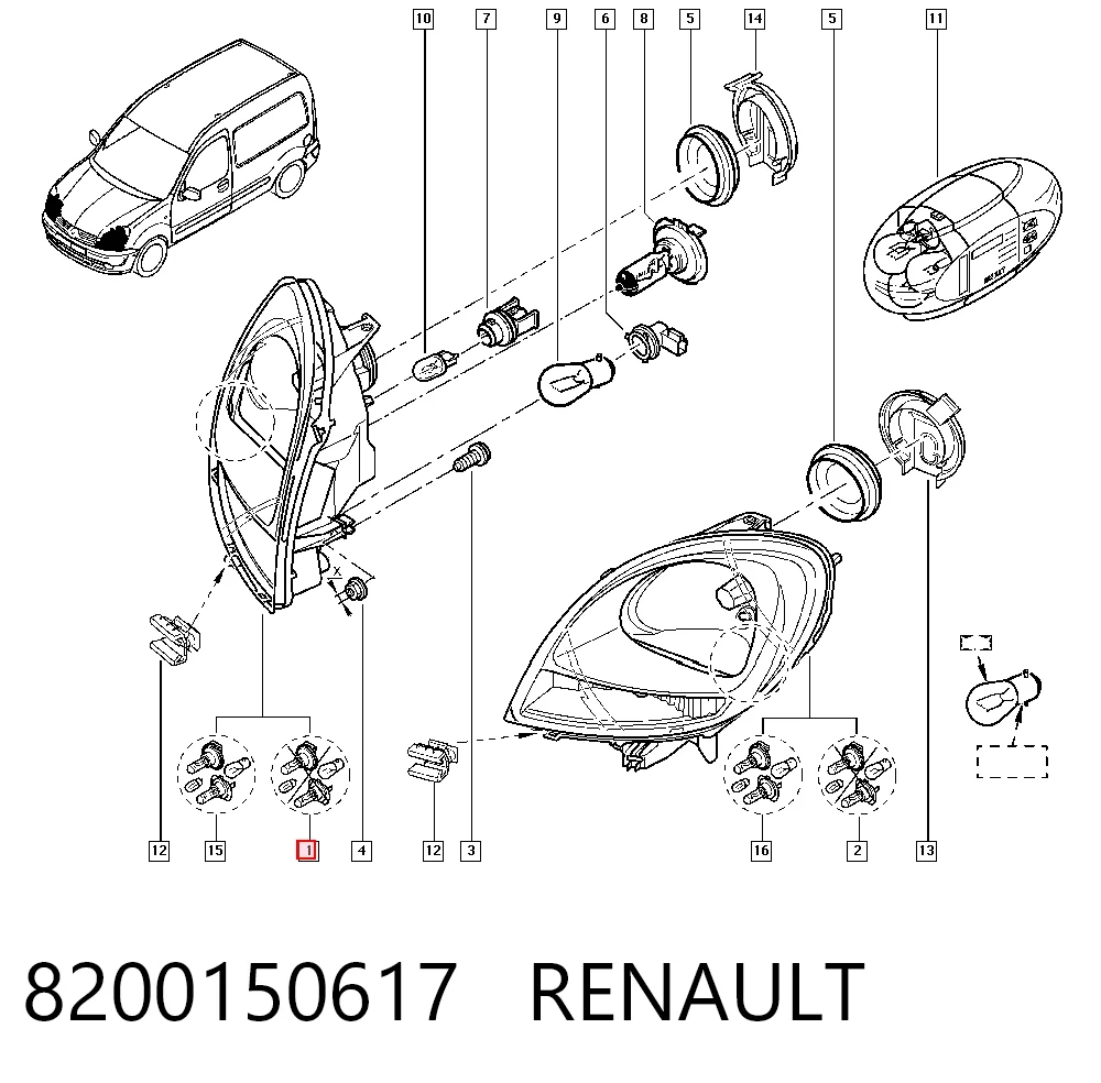 Renault Kangoo I Sağ far sıfır