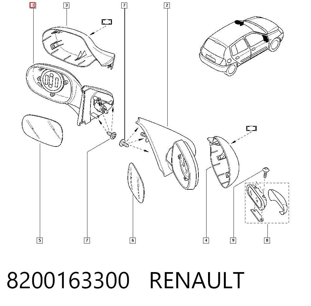 Clio II Yan ayna