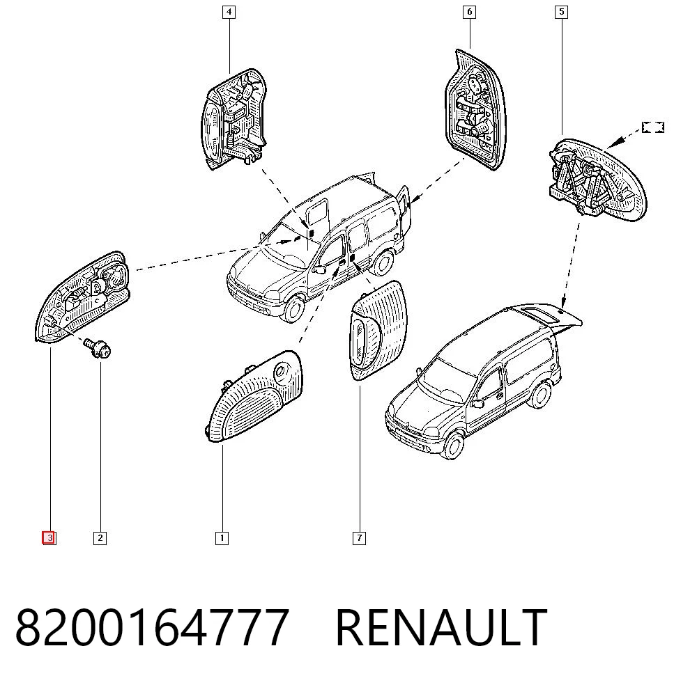 Renault Kangoo  (1998 - 2008) Ön sağ dış kapı kolu çıkma