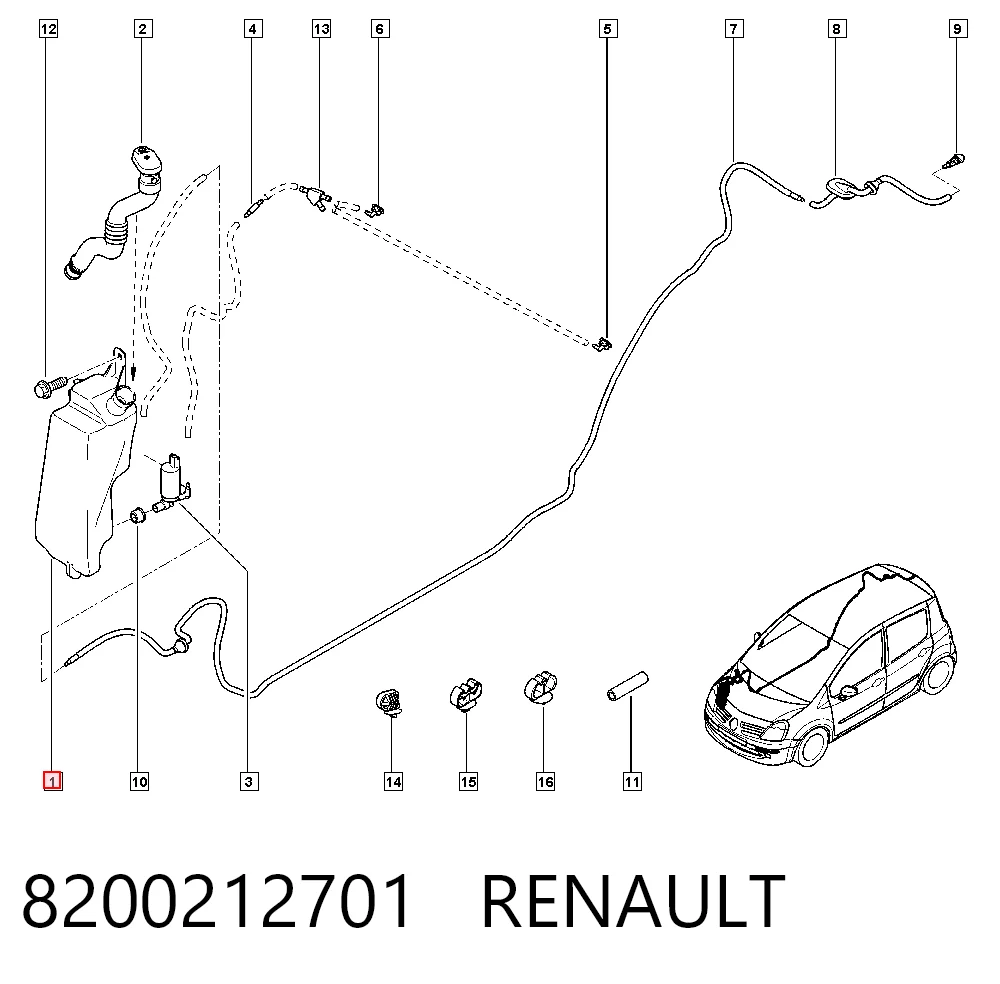 Renault Clio III (2005 - 2014) Cam yıkama su deposu satın al