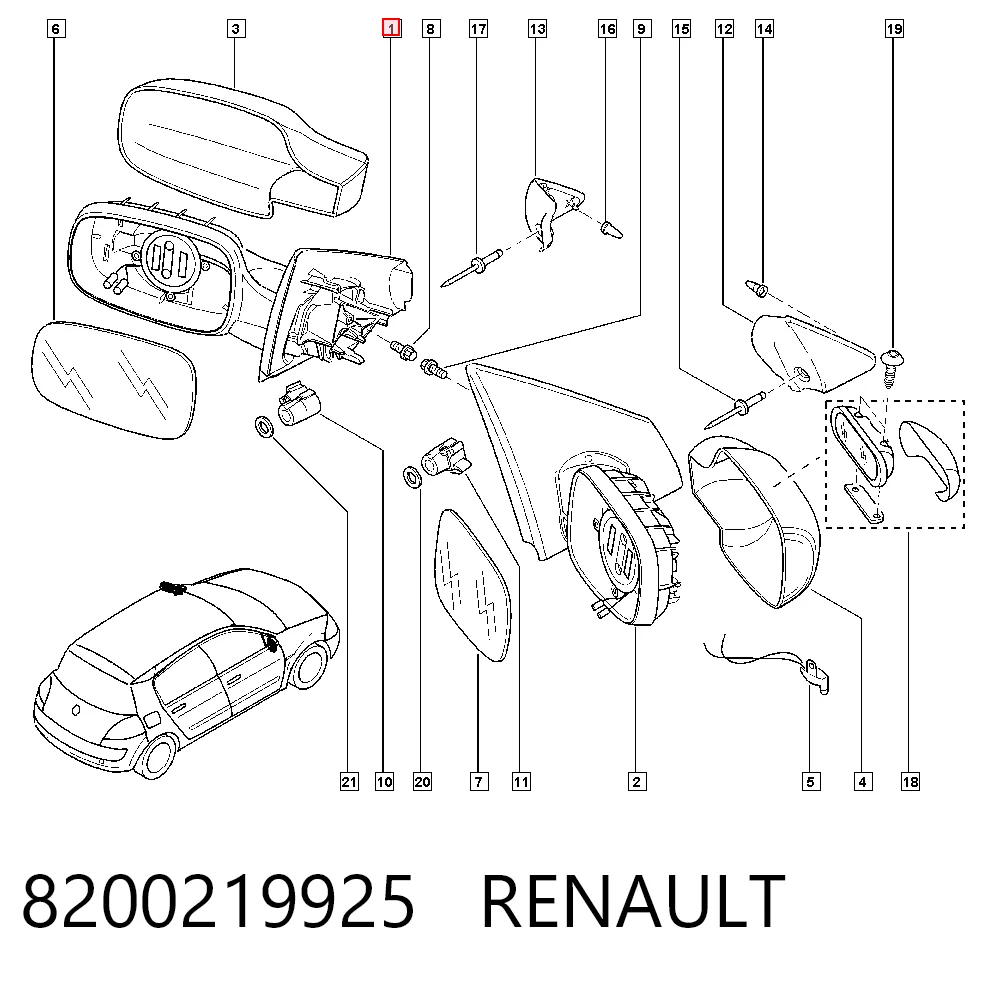 Renault Megane II Sol ayna sıfır