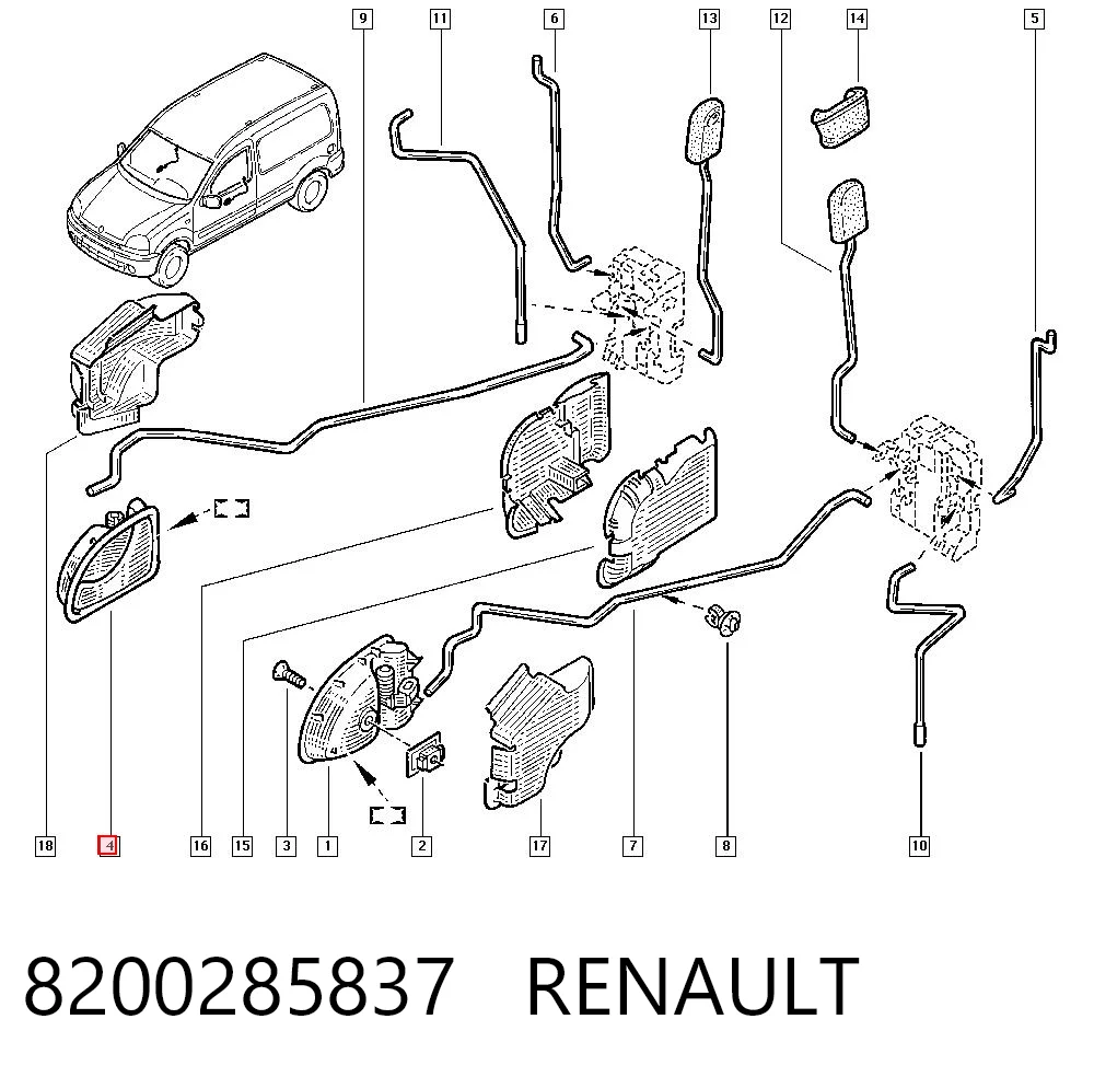 Renault Kangoo I Ön sağ iç kapı kolu