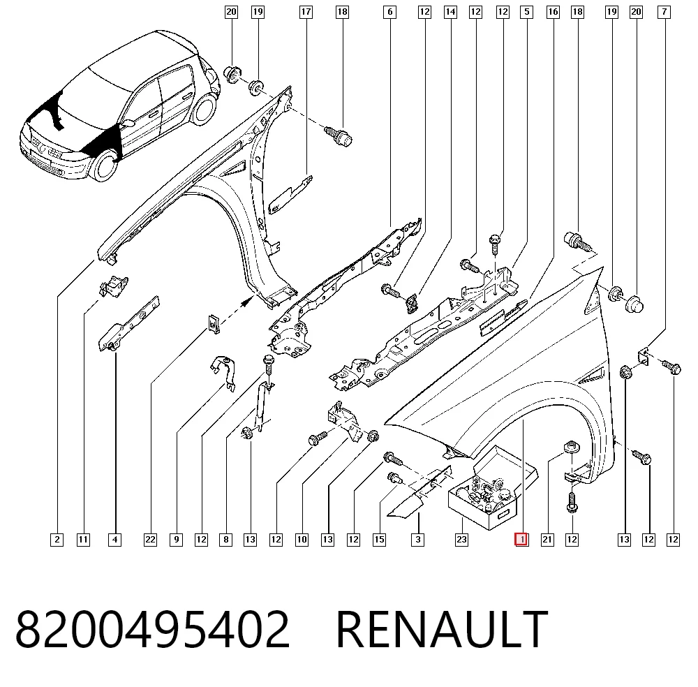 Renault Megane II Sol ön çamurluk orijinal