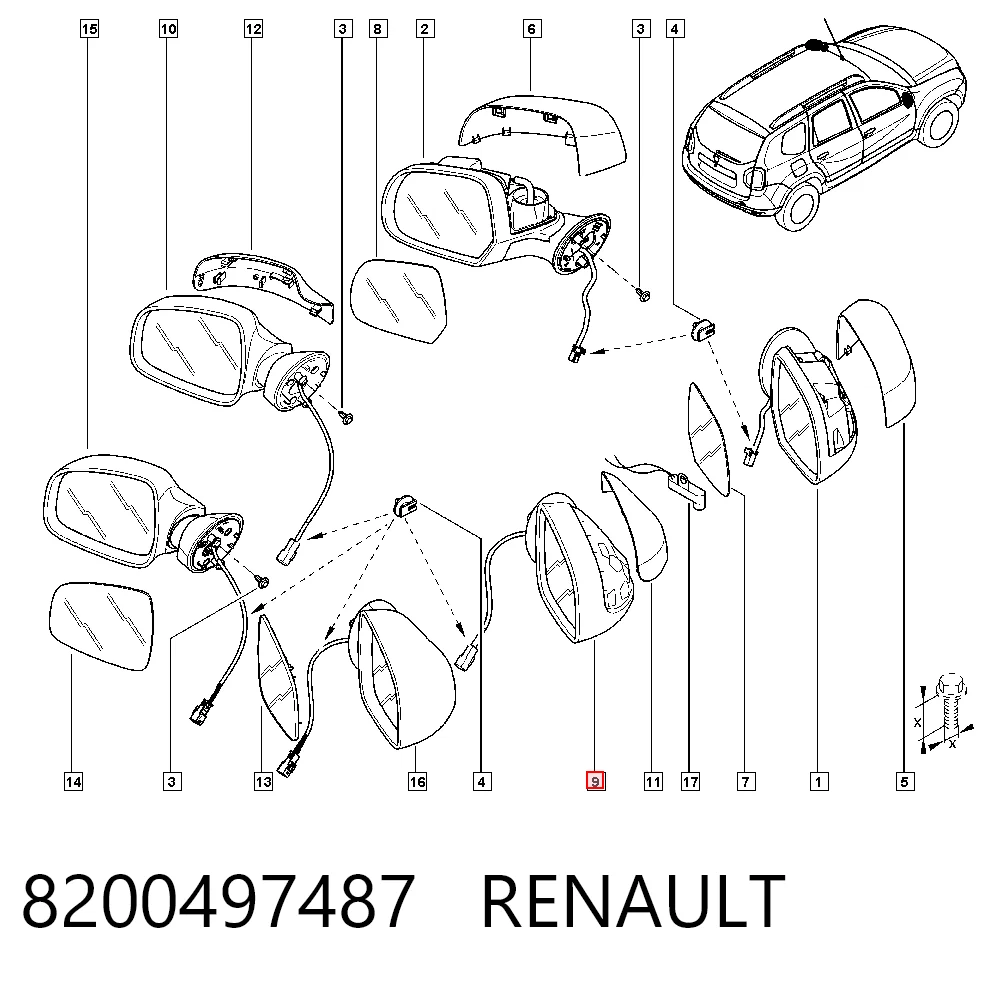 Dacia Duster  (2010 - 2018) Sağ dikiz aynası 