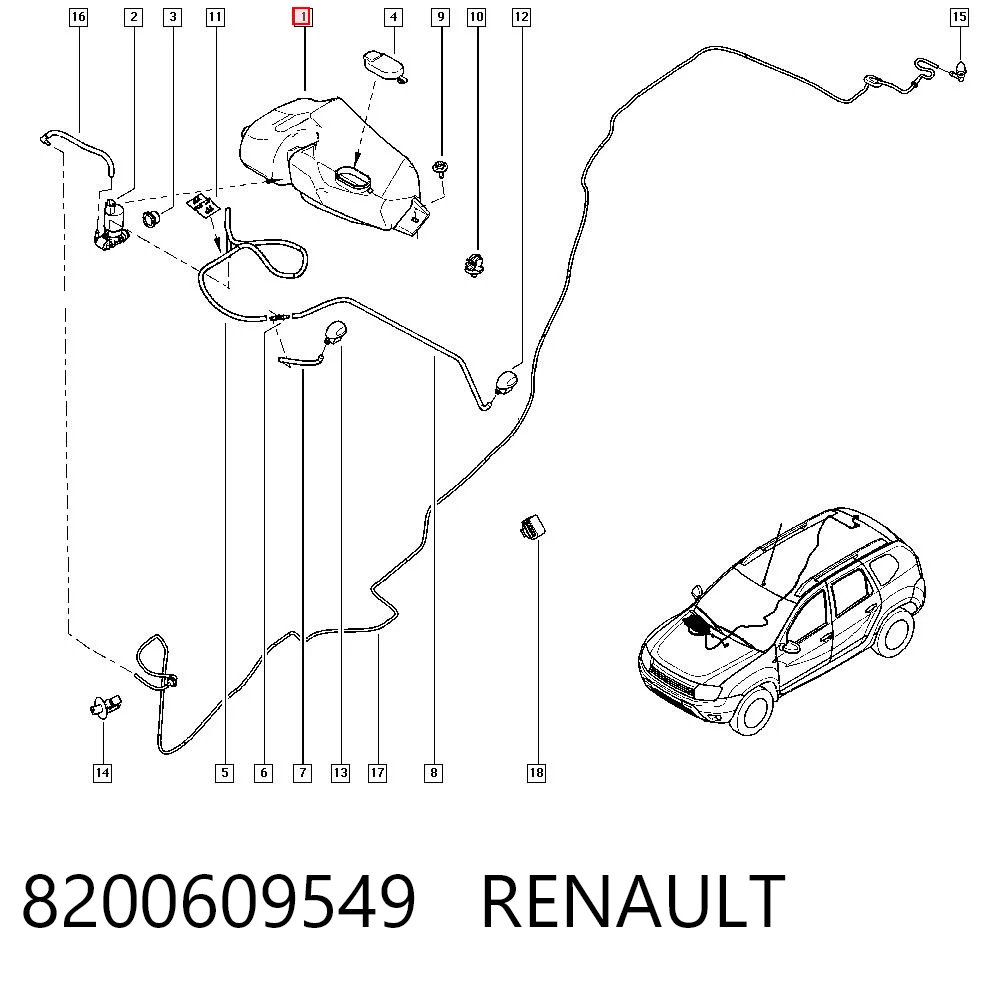 Dacia Duster  Yıkama suyu deposu
