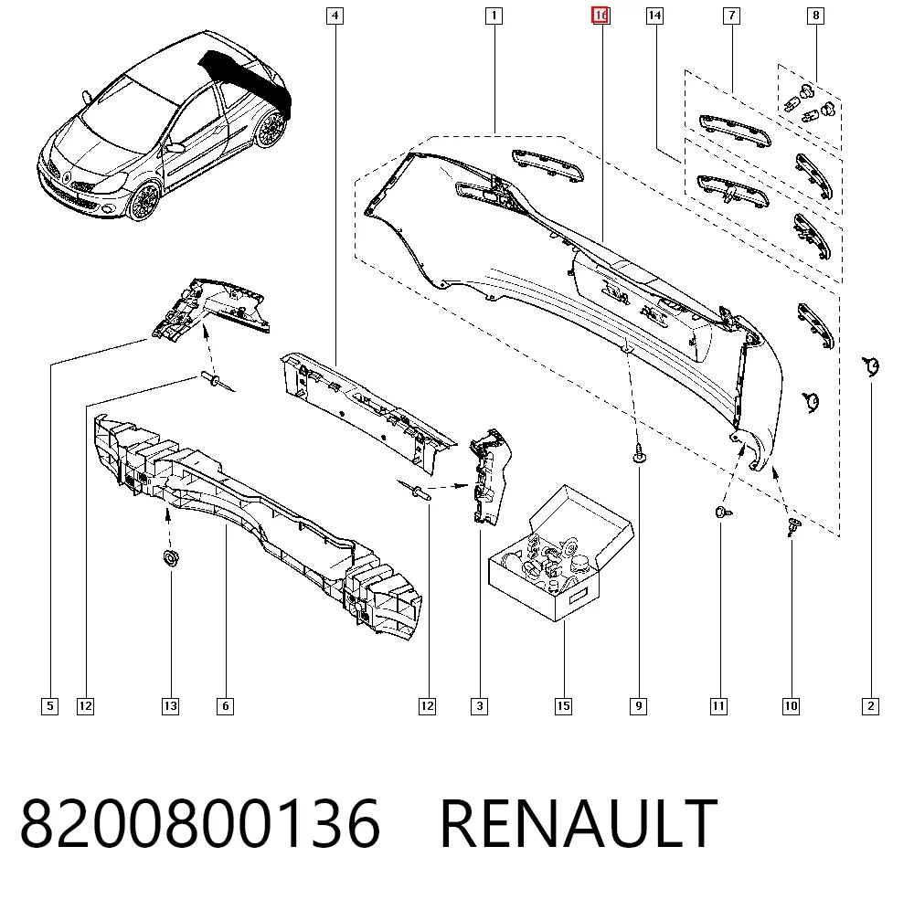 Renault Clio III Arka tampon orijinal