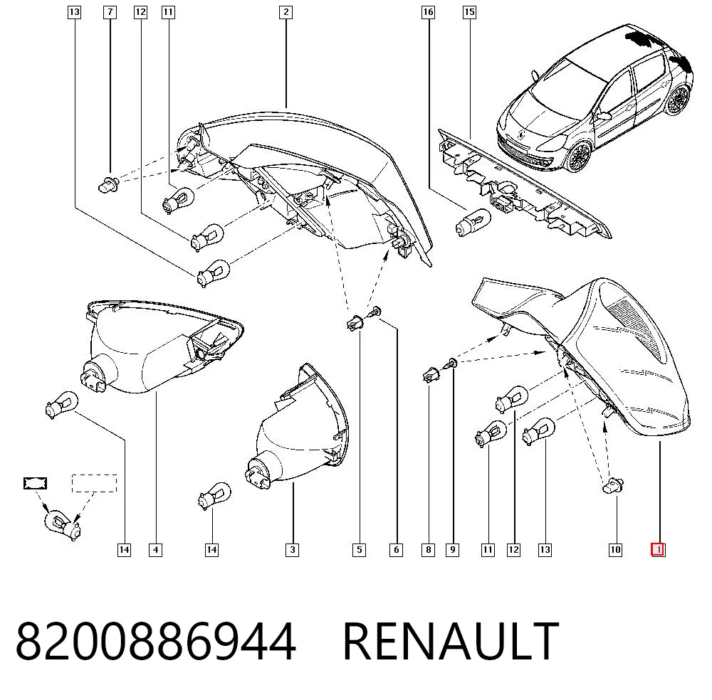 Renault Clio III Sol stop lambası