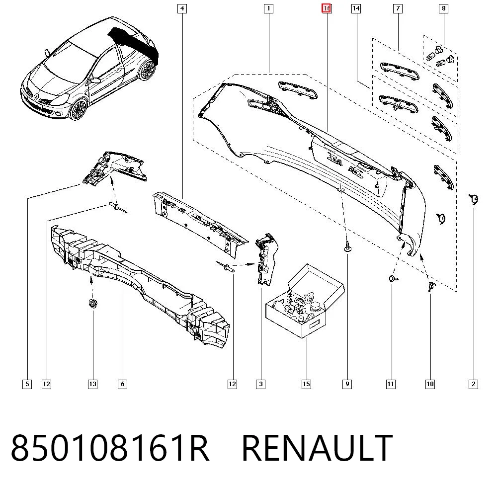 Renault Clio III (2005 - 2014) Arka tampon çıkma