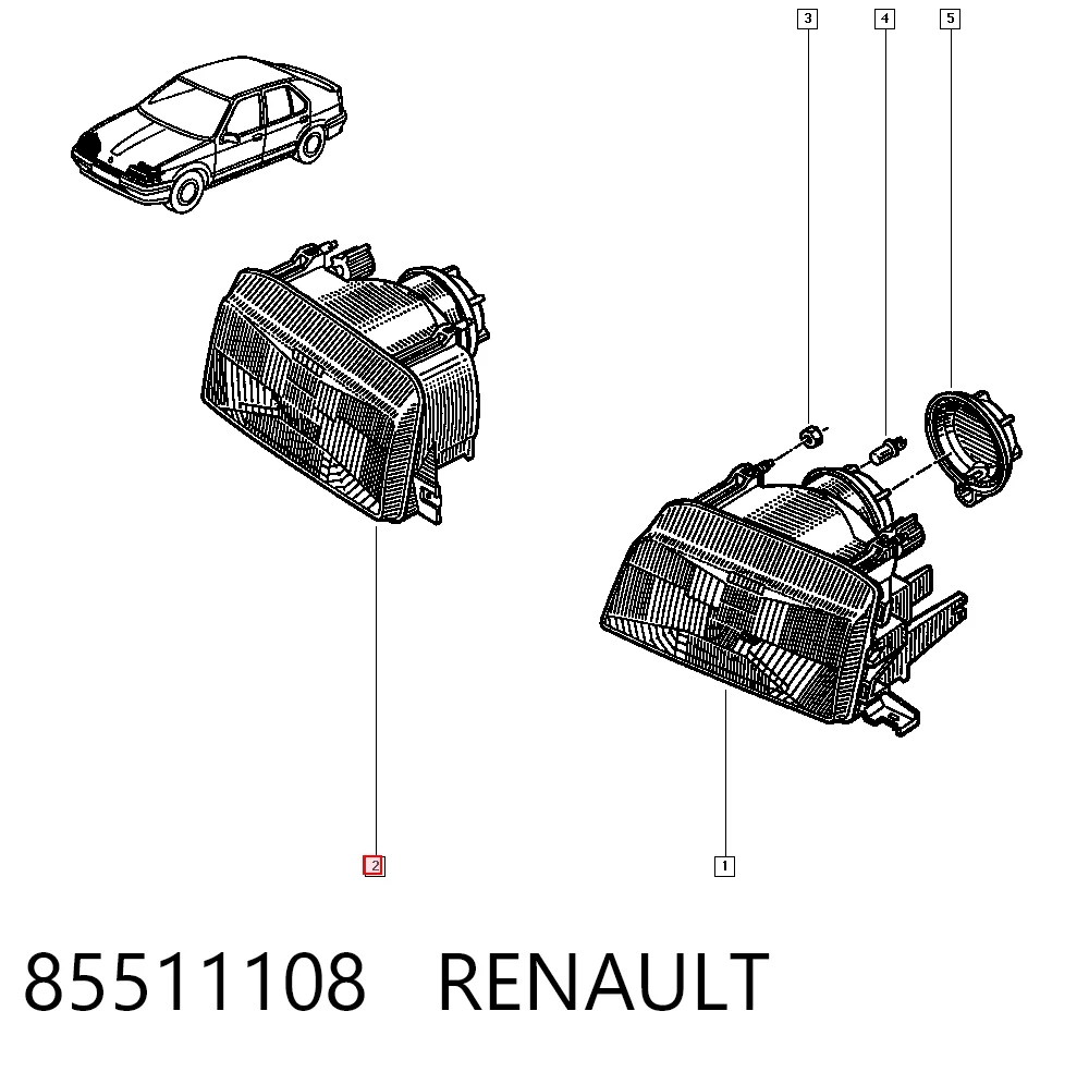 Renault 19 I Sağ far orijinal
