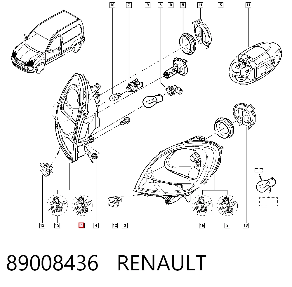 Renault Kangoo I Sağ far fiyatı