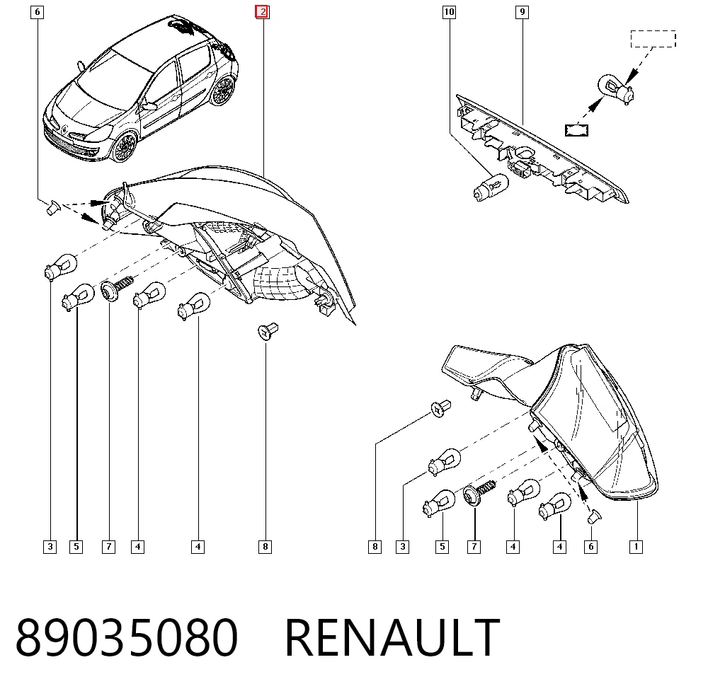 Renault Clio III (2005 - 2014) Sağ arka stop lambası satın al