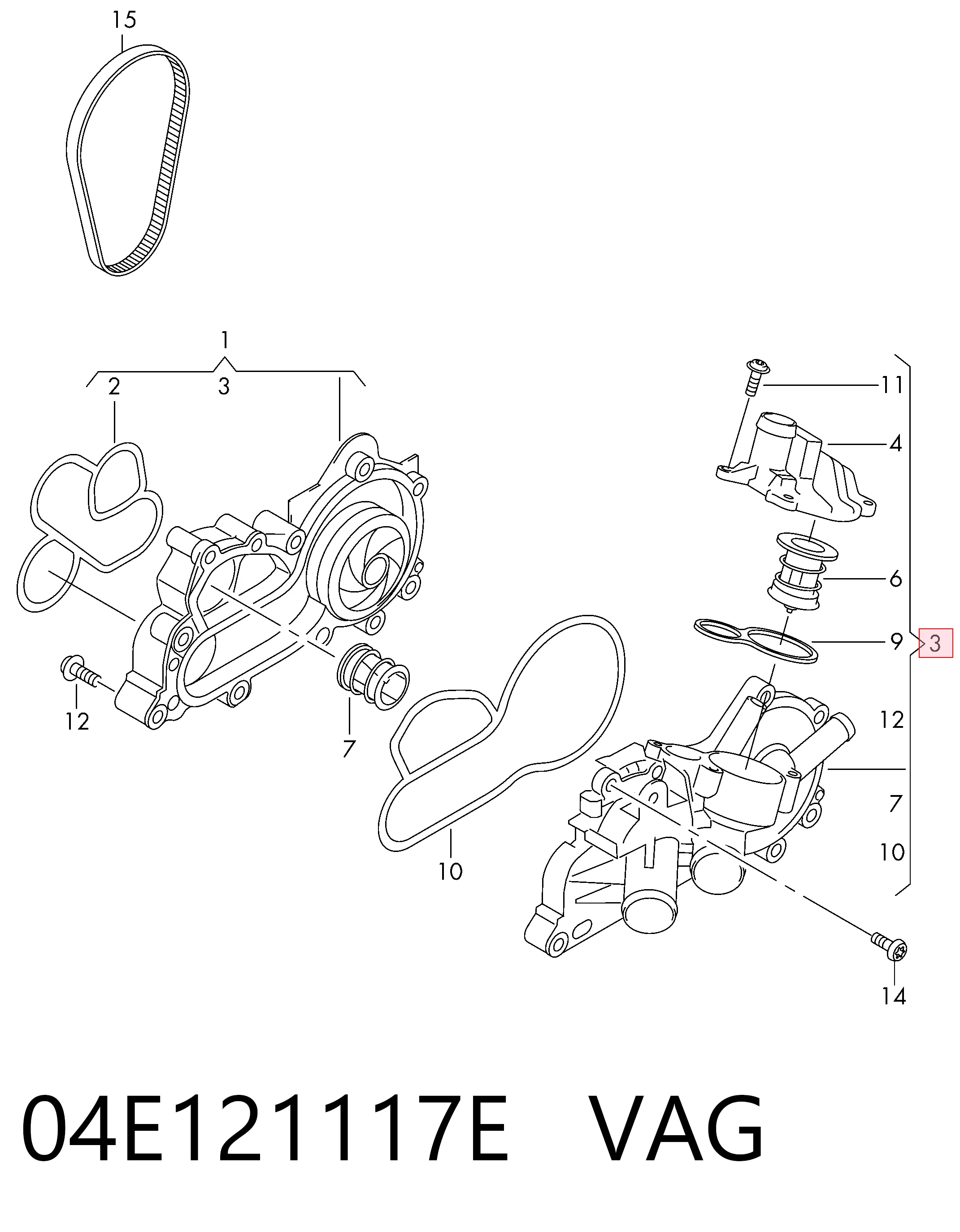 Audi A3  Termostat gövdesi fiyatı