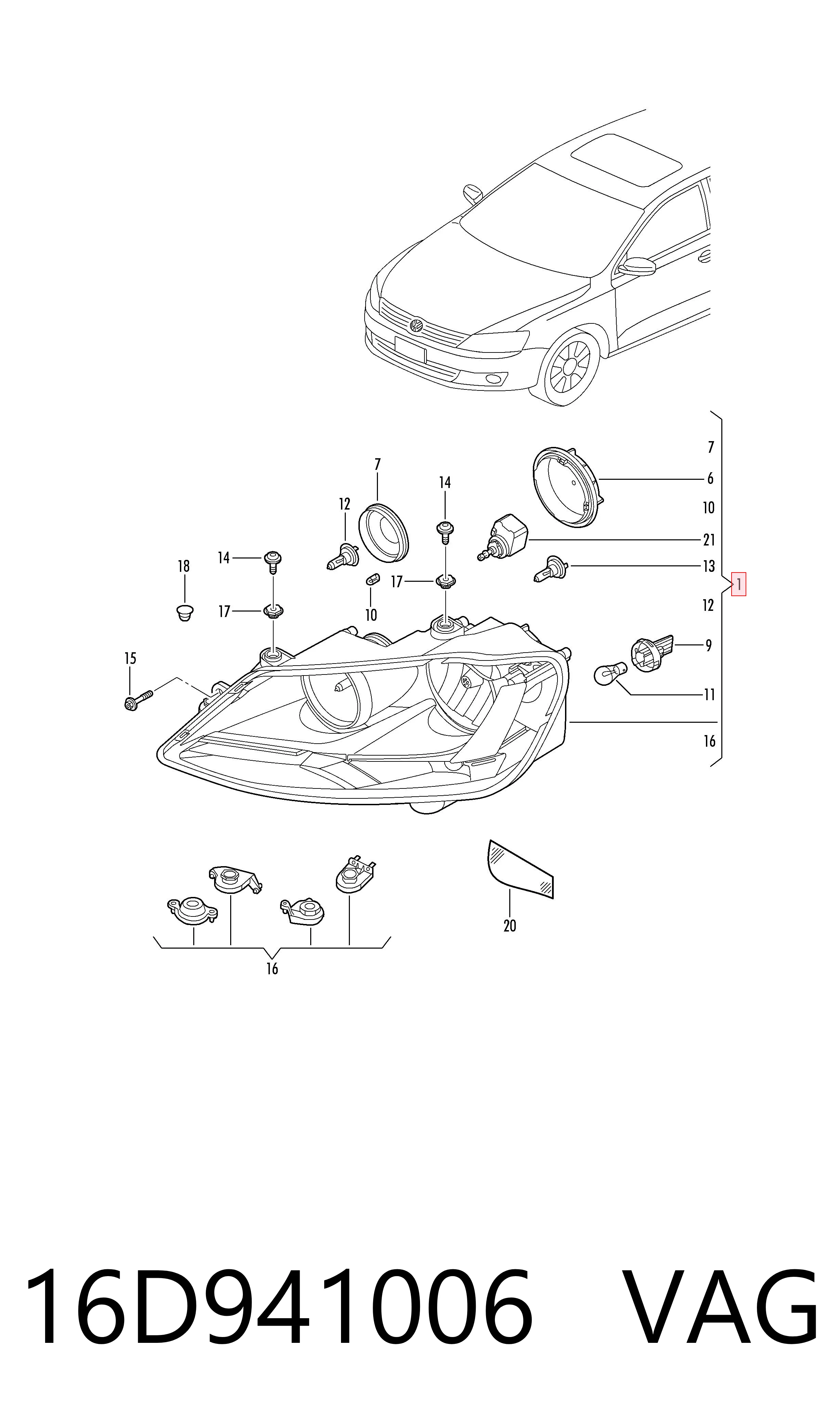 Volkswagen Jetta VI Sağ ön far