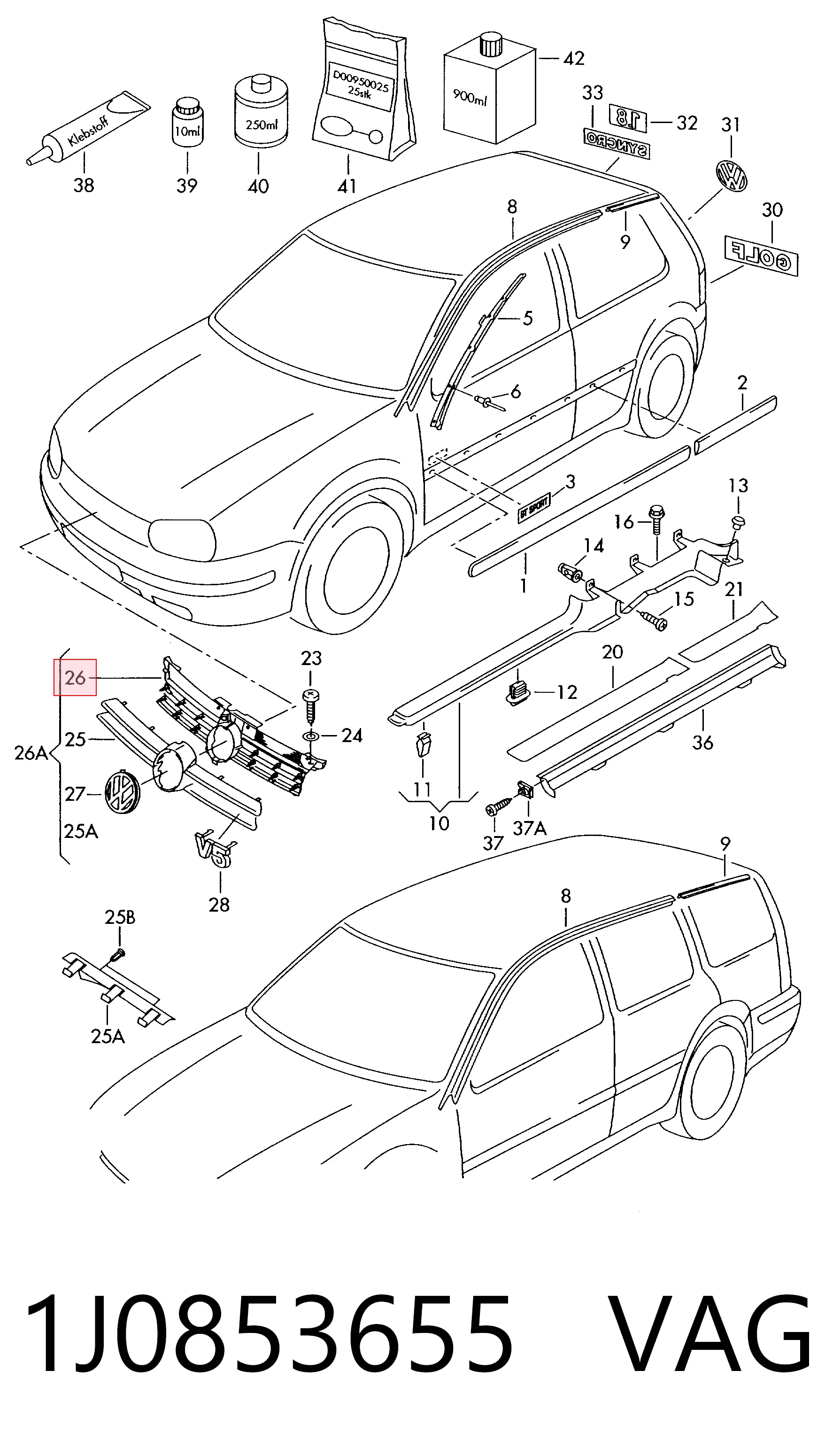 Volkswagen Golf IV ön tampon ızgarası