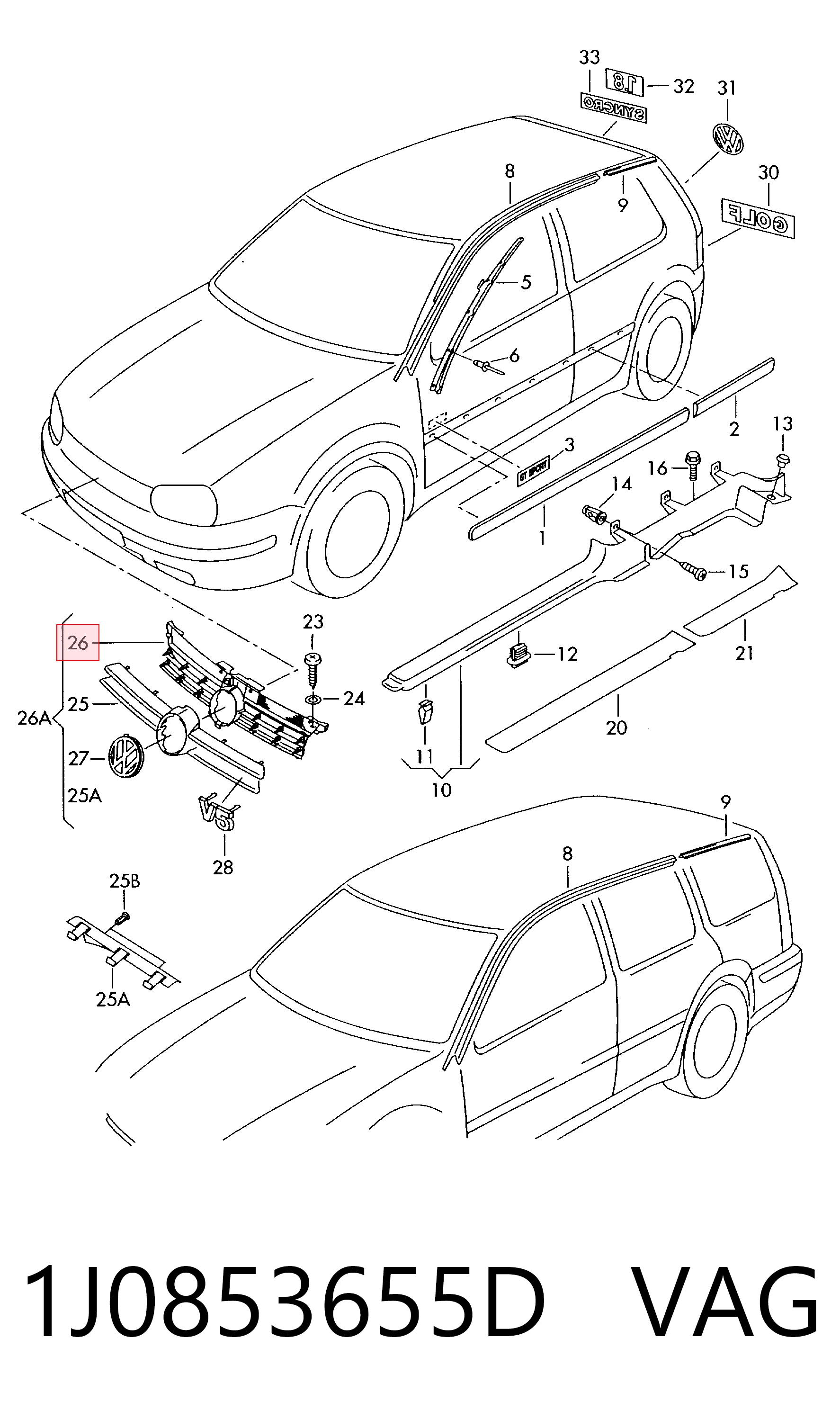 Volkswagen Golf IV (1997 - 2008) Radyatör ızgarası çıkma