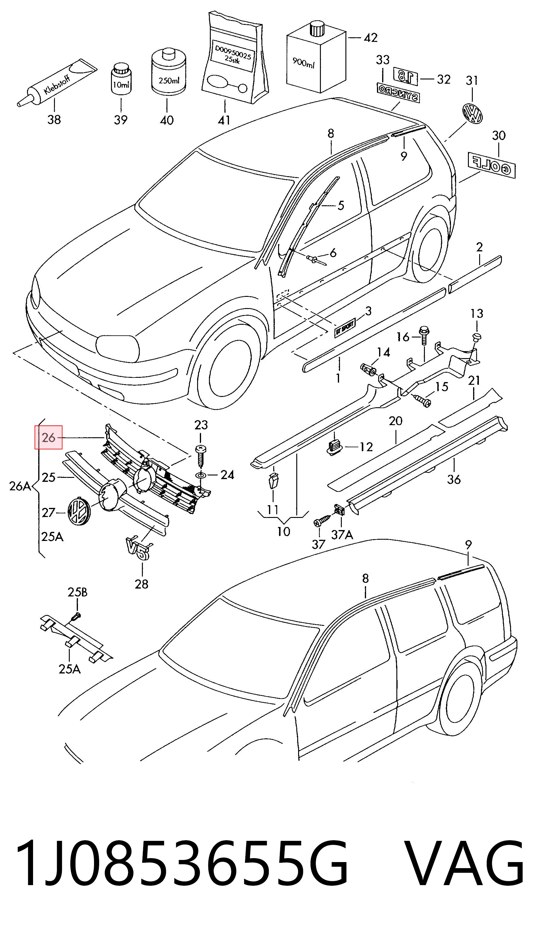 Volkswagen Golf IV (1997 - 2008) Radyatör ızgarası 